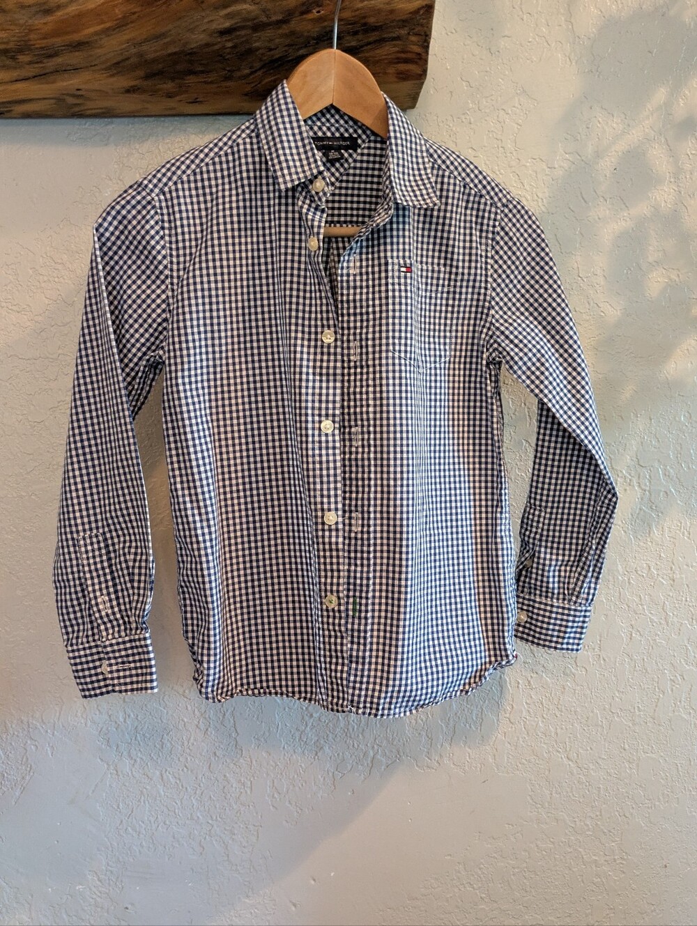 Tommy Hilfiger Navy and White Gingham Button-Down Shirt